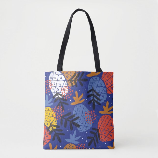 Colourful minimalistic abstract pineapples and lea tote bag (Front)