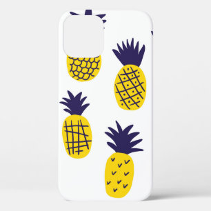 Colourful minimalistic abstract pineapples in scan iPhone 12 case