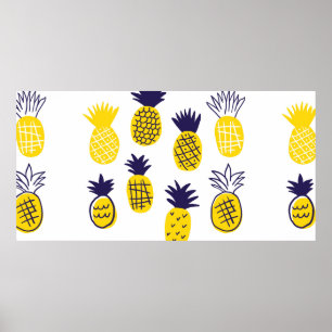 Colourful minimalistic abstract pineapples in scan poster