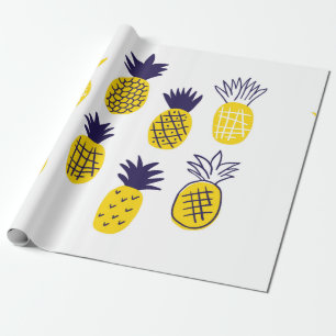 Colourful minimalistic abstract pineapples in scan wrapping paper