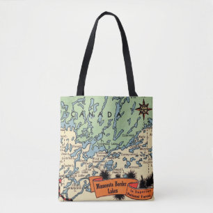 Colourful Minnesota Border Lakes Map Tote