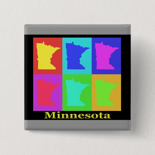 Colourful Minnesota State Pop Art Map 15 Cm Square Badge (Front)
