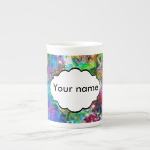 Colourful mix abstract design bone china mug