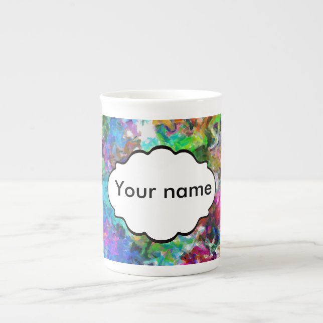 Colourful mix abstract design bone china mug (Front)