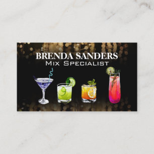 Colourful Mixed Drinks Cocktail Lounge Vibe Business Card