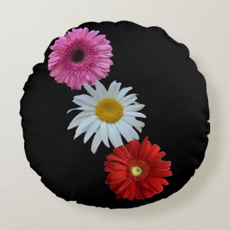 Colourful Mixed Floral Daisy Round Pillow