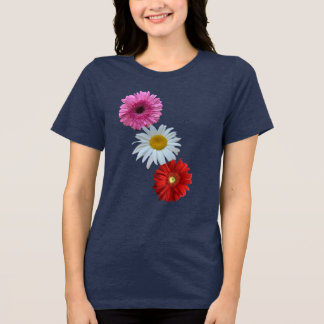 Colourful Mixed Floral Daisy T-Shirt Tri-Blend Shirt