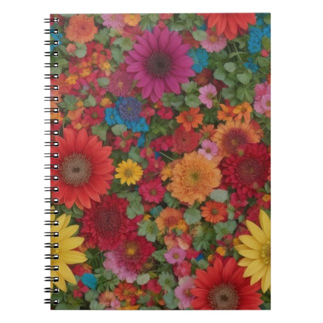 Colourful Mixed Flowers Notebook (Front)
