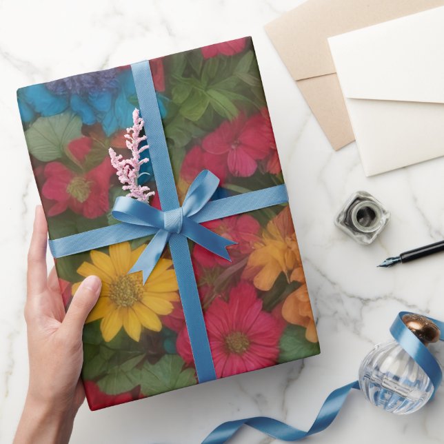 Colourful Mixed Flowers Wrapping Paper (Gifting)