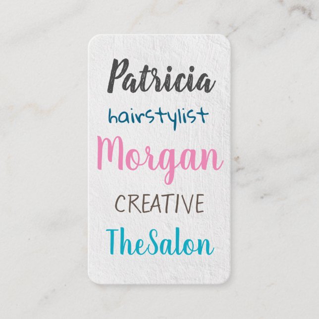 Colourful Mixed Fonts | Texture Background Business Card (Front)