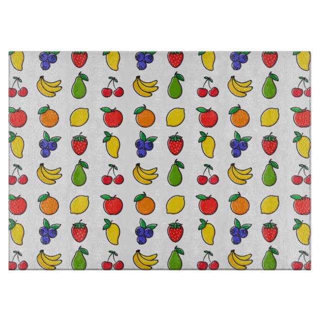 Colourful Mixed Fruit Pattern Cutting Board (Front)