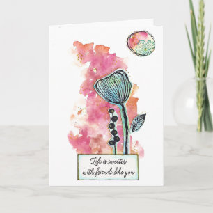 Colourful Mixed Media Design For Friendship Thank You Card