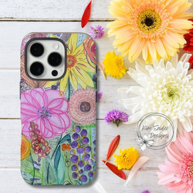 Colourful Mixed Media Florals iPhone case (Creator Uploaded)