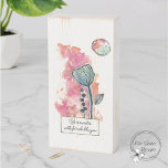 Colourful Mixed Media Flower Design  Wooden Box Sign<br><div class="desc">Give your friend a unique reminder of how much she means to you with this delightful mixed media design. Featuring an abstract background in vibrant pinks and oranges, this card is adorned with delicate aqua and teal flowers, creating an eye-catching contrast. The two flowers are the 'friends'. Do you notice...</div>
