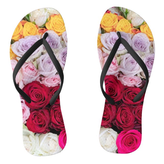 Colourful Mixed Roses Jandals (Footbed)