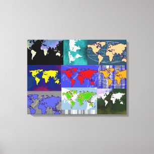 colourful mixedworld . world art-map canvas print