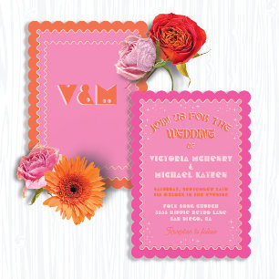 Colourful Mod Bright Bold Retro Wedding Invitation