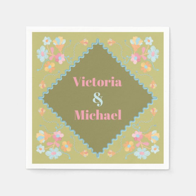 Colourful Mod Embroidery Napkin (Front)