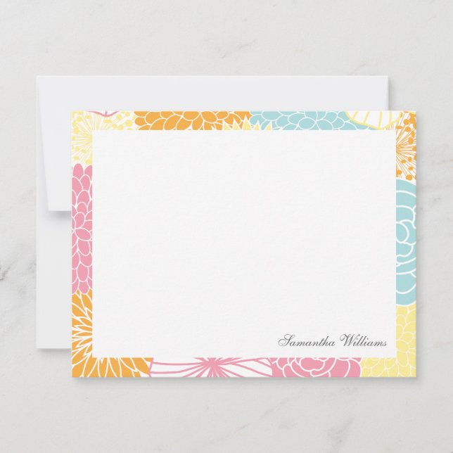 Colourful Mod Floral Custom Flat Thank You Notes Invitation (Front)