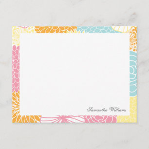 Colourful Mod Floral Custom Flat Thank You Notes Invitation