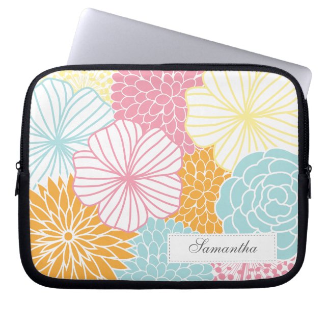 Colourful Mod Florals Laptop Sleeve (Front)