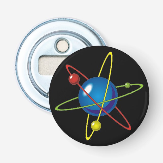 Colourful Model of the Atom Bottle Opener (Front)