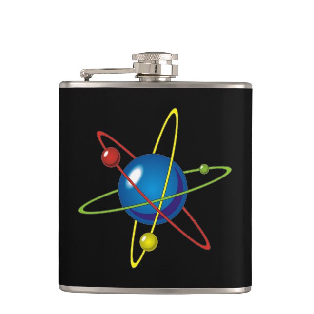 Colourful Model of the Atom Hip Flask (Front)