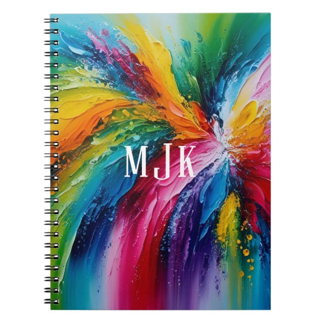 Colourful Modern Abstract Art Personalised Monogra Notebook (Front)