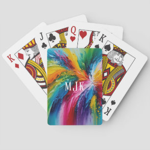 Colourful Modern Abstract Art Personalised Monogra Playing Cards