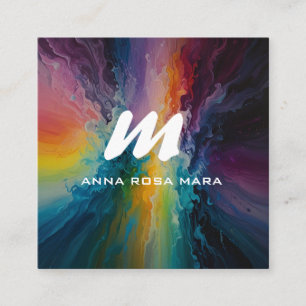 *~* Colourful Modern Abstract Bold AP93  QR  Square Business Card