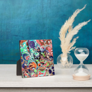 Colourful modern Abstract Fluid Art Plaque