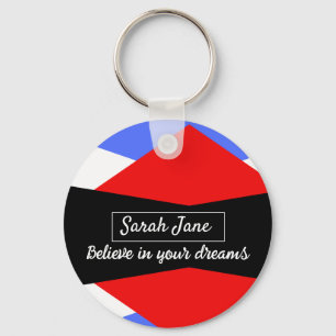Colourful Modern Abstract inspirational quote Key Ring