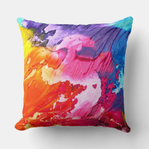 Colourful Modern Abstract Paint Cushion