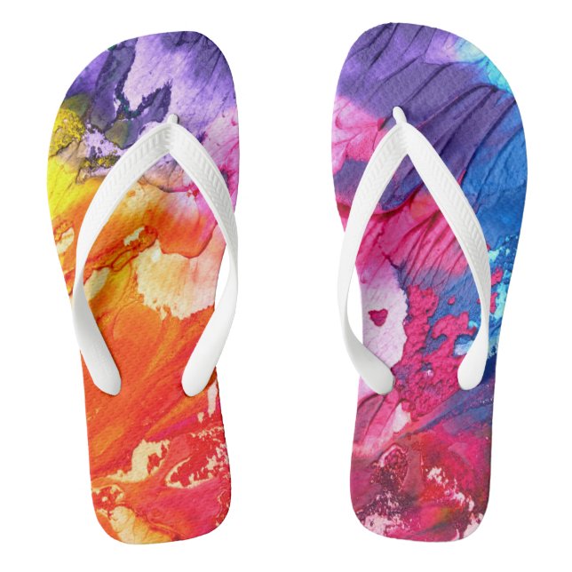 Colourful Modern Abstract Paint Jandals (Footbed)