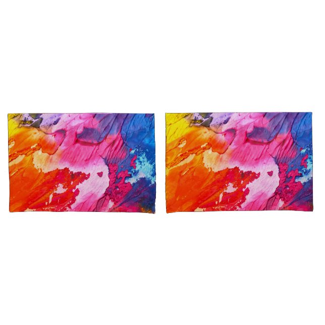 Colourful Modern Abstract Paint Pillowcase (Front-Set)