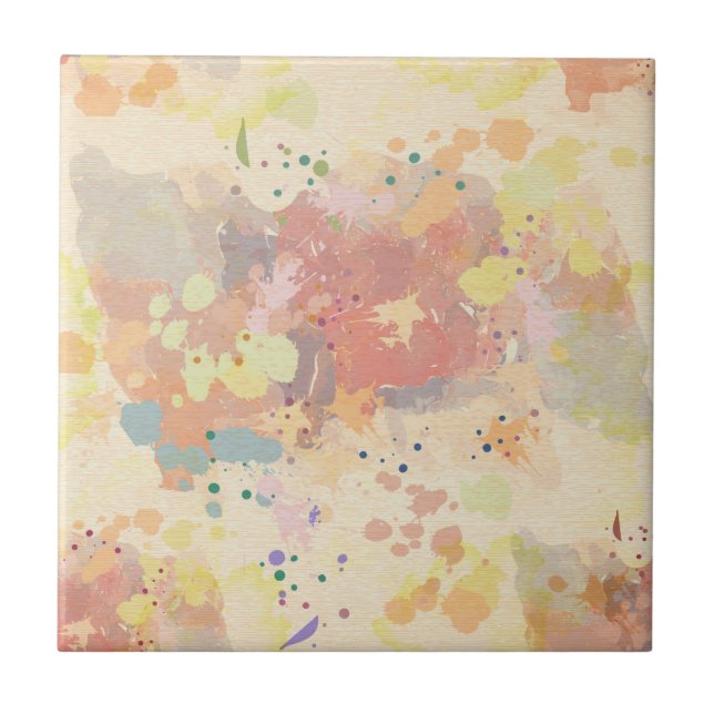 Colourful Modern Abstract Paint Splash Tile (Front)