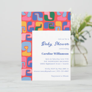 Colourful Modern Abstract Red Unique Baby Shower Invitation