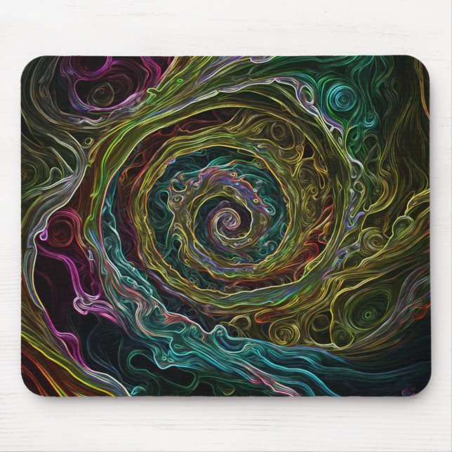 Colourful Modern Abstract Spiral Mouse Pad (Front)
