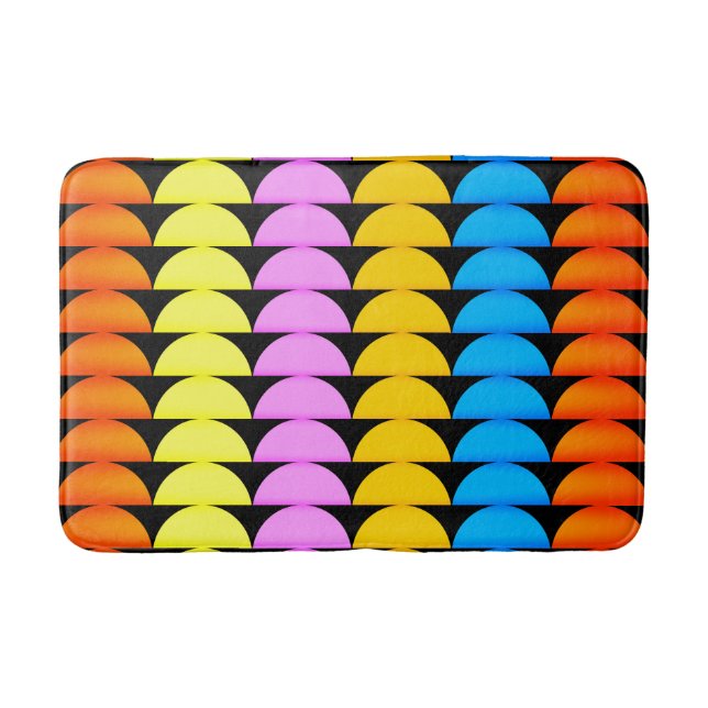 Colourful Modern Abstract Stripes Bath Mat (Front)