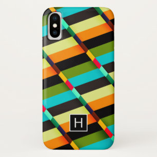 Colourful Modern Abstract Stripes & Monogram Case-Mate iPhone Case