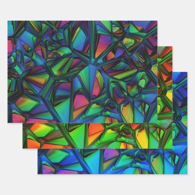 Colourful Modern Abstract Wrapping Paper Sheet (Set)