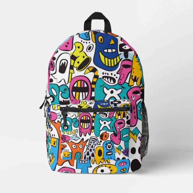 Colourful Modern All Over Print Printed Backpack (Front)