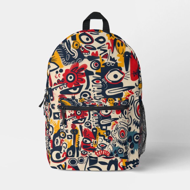 Colourful Modern All Over Print Printed Backpack (Front)