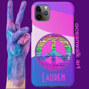 Colourful Modern Art Love and Peace Sign Case-Mate iPhone Case