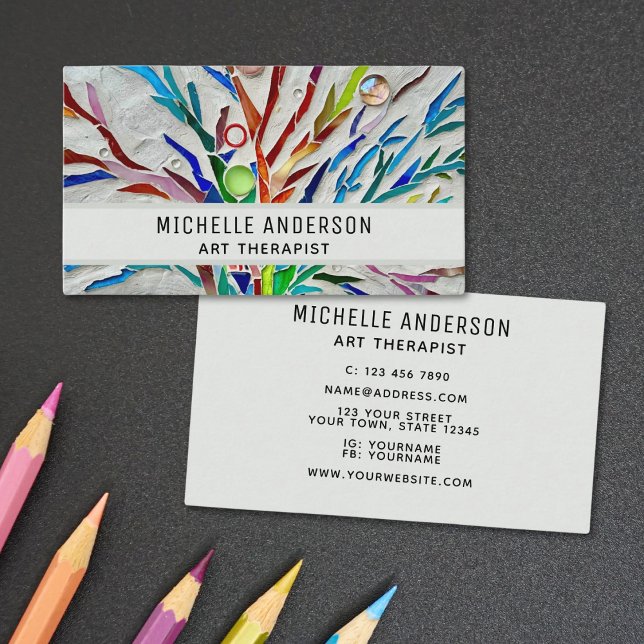 Colourful Modern Art Therapist Business Card (Creator Uploaded)