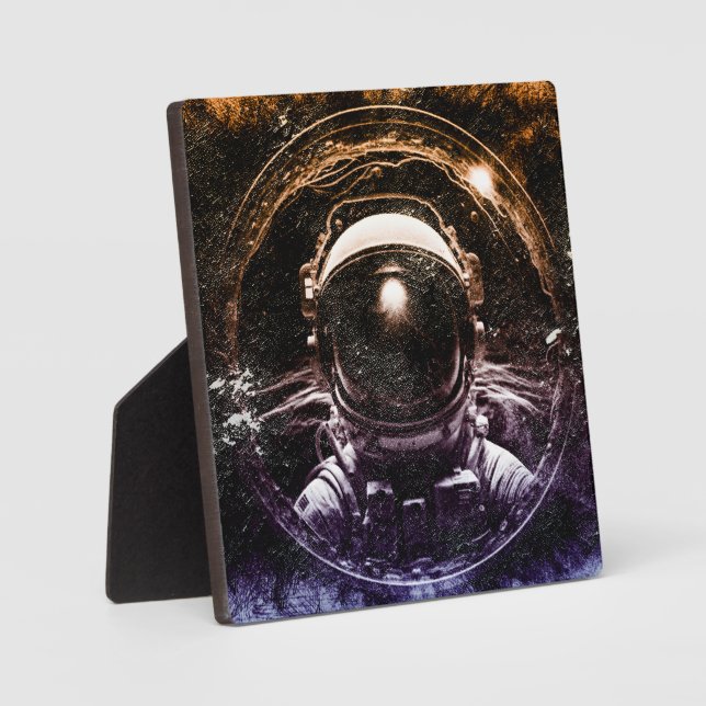 Colourful Modern Astronaut in Space Plaque (Front)