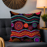 Colourful Modern Australian Dot Art Tribal Pattern Cushion<br><div class="desc">This modern design features a colourful painted tribal dot pattern in bright orange,  purple,  green,  turquoise and white on a black background #tribal #australian #australia  #throwpillows #pillows #homedecor #decor #home #interiors #cushions #style #trendy</div>