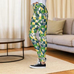 Colourful Modern Bauhaus Abstract Geometric Patter Leggings