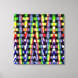 Colourful Modern Blue Green Yellow Zigzag Pattern Canvas Print