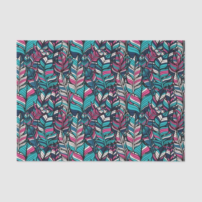Colourful modern Boho feather seamless pattern Tissue Paper (Front)